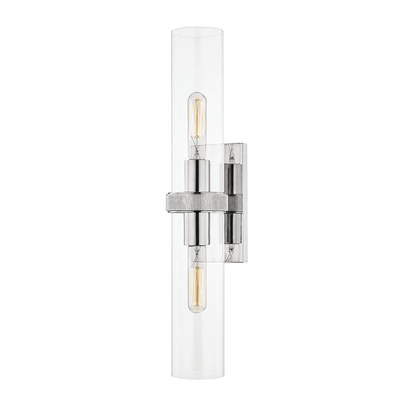 Steel with Clear Cylindrical Glass Shade Wall Sconce - LV LIGHTING