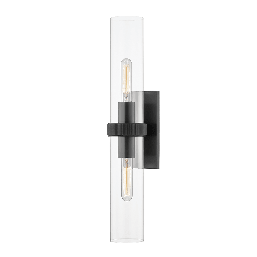 Steel with Clear Cylindrical Glass Shade Wall Sconce - LV LIGHTING