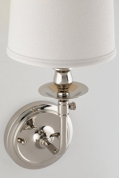 Steel with White Fabric Shade Wall Sconce - LV LIGHTING