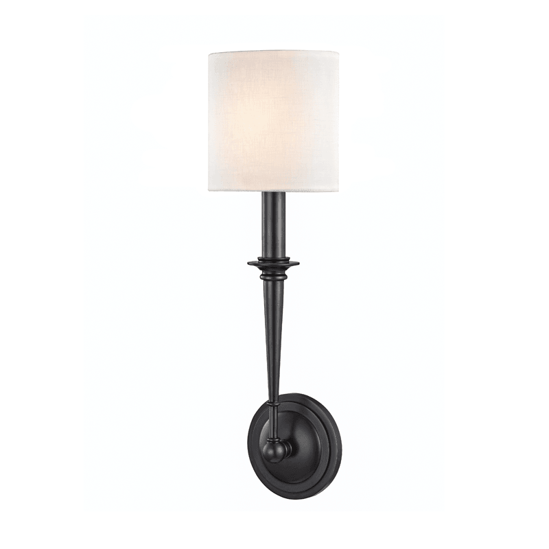 Steel with Off White Fabric Shade Wall Sconce - LV LIGHTING