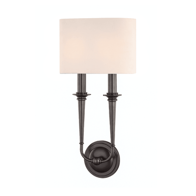 Steel with Off White Fabric Shade 2 Light Wall Sconce - LV LIGHTING