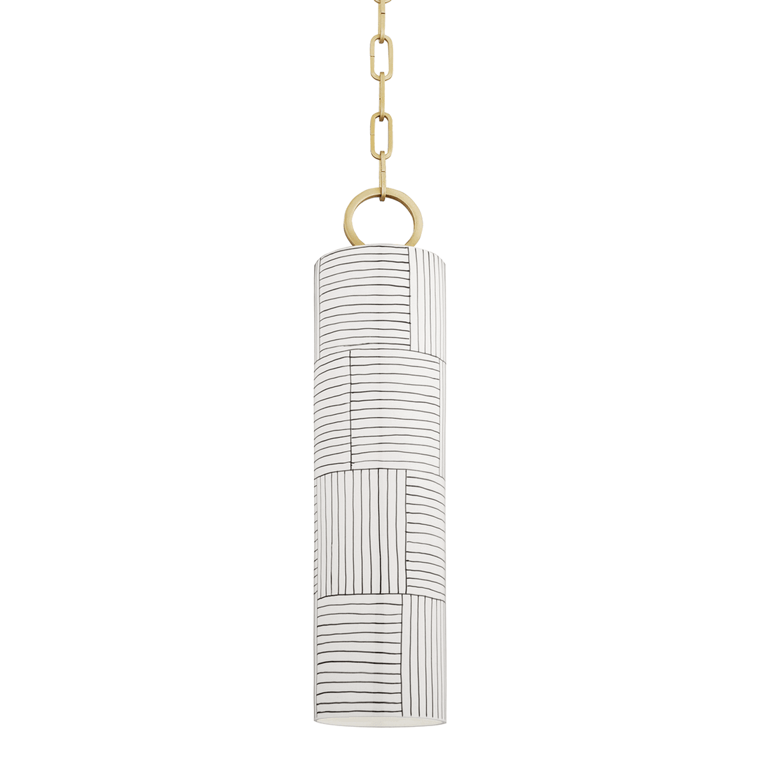 Steel with Cylindrical Ceramic Shade Pendant - LV LIGHTING