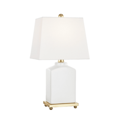 Ceramic Rectangular Base with White Fabric Shade Table Lamp - LV LIGHTING