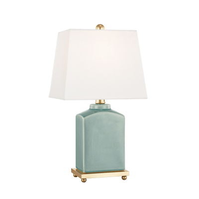 Ceramic Rectangular Base with White Fabric Shade Table Lamp - LV LIGHTING