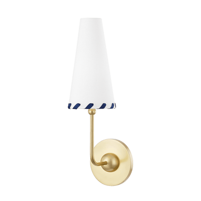 Steel with White and Navy Blue Ribbon Fabric Shade Wall Sconce - LV LIGHTING
