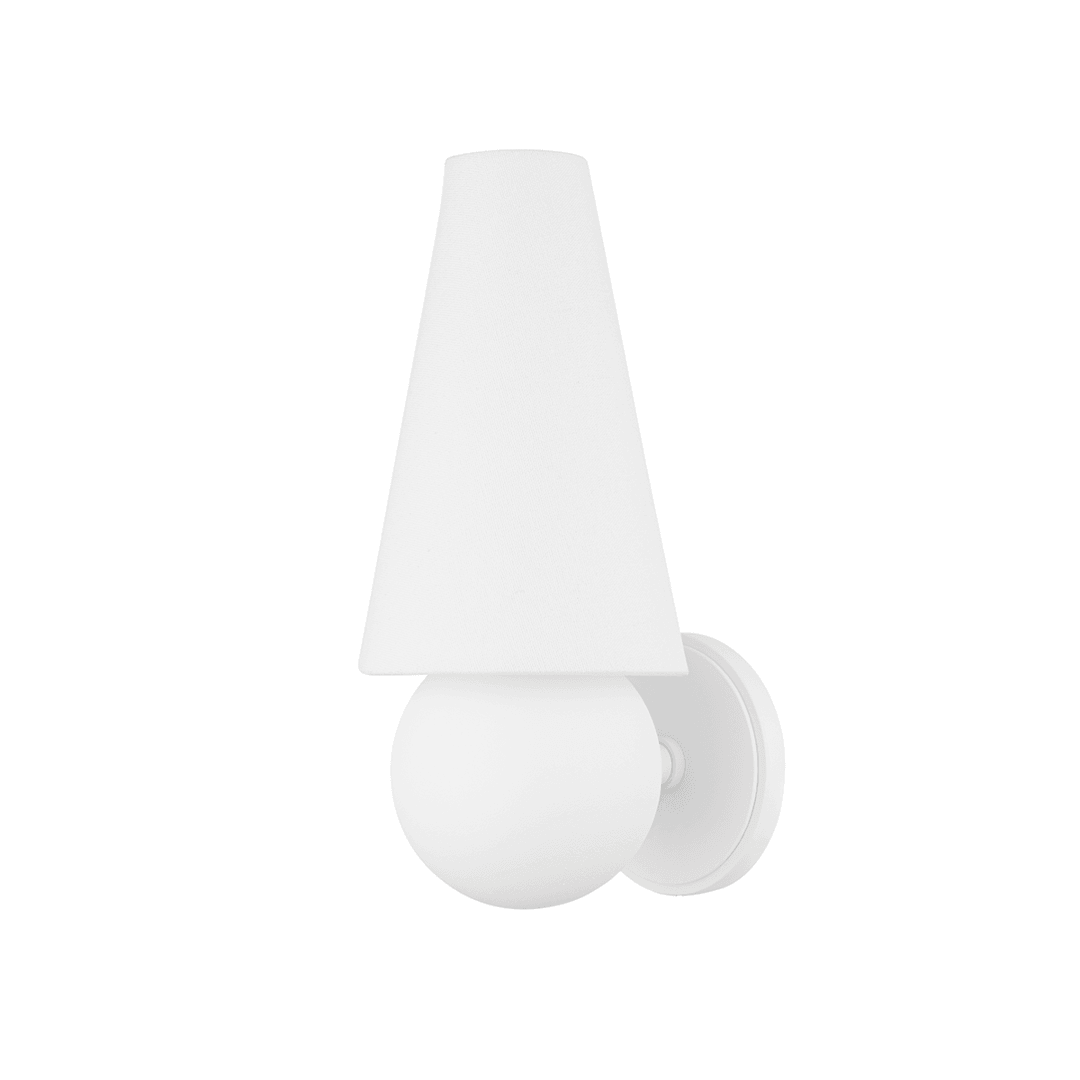 Steel Orb with White Fabric Shade Wall Sconce - LV LIGHTING