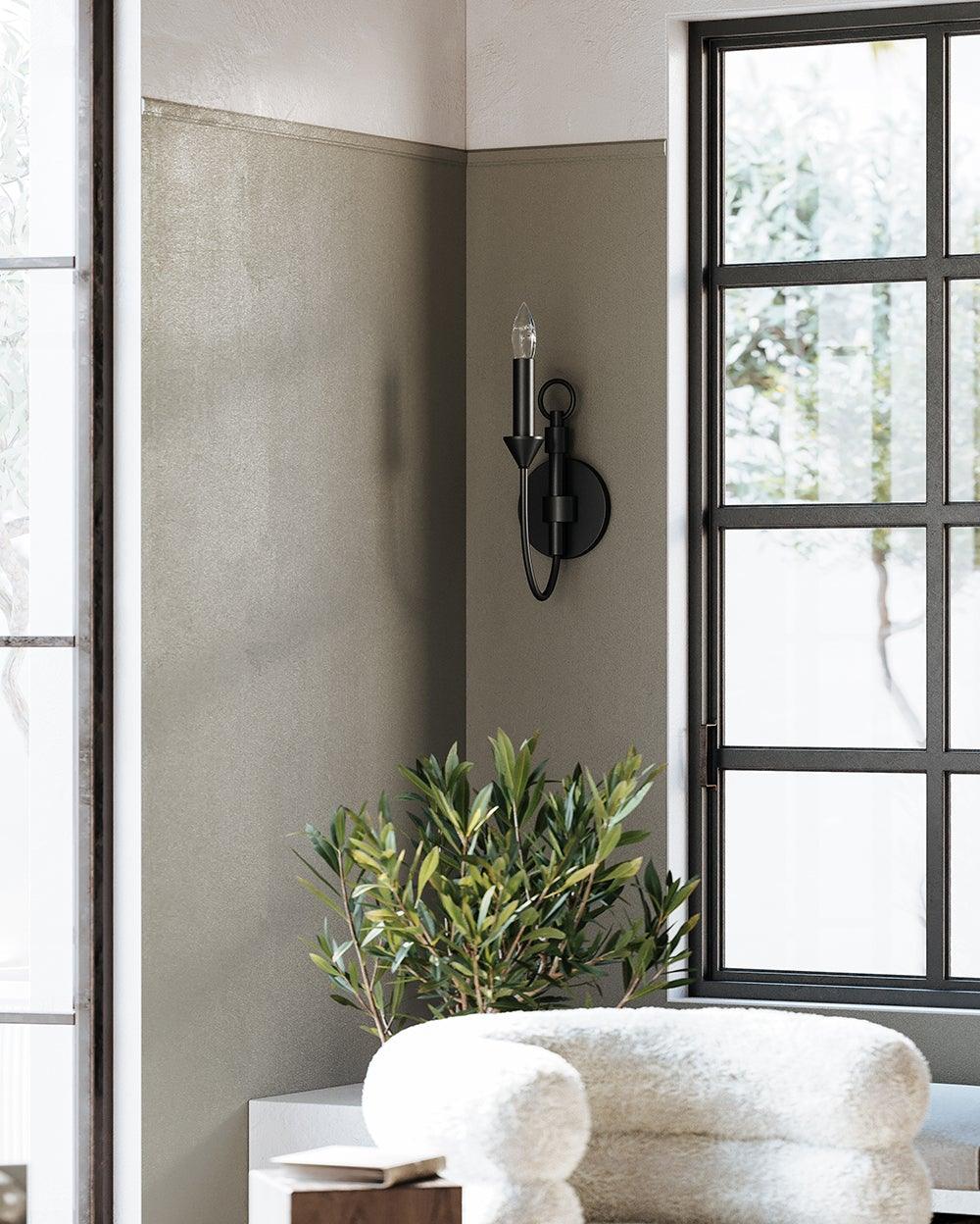 Steel with Arch Arm Single Light Wall Sconce - LV LIGHTING