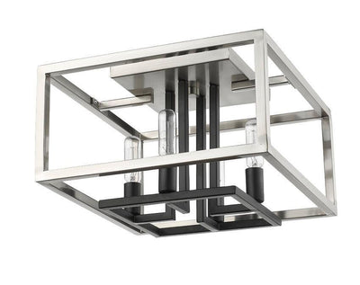 Black Steel Caged Frame 2 Tone Square Flush Mount - LV LIGHTING
