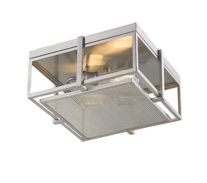 Steel with Open Mesh Shade Square Flush Mount - LV LIGHTING