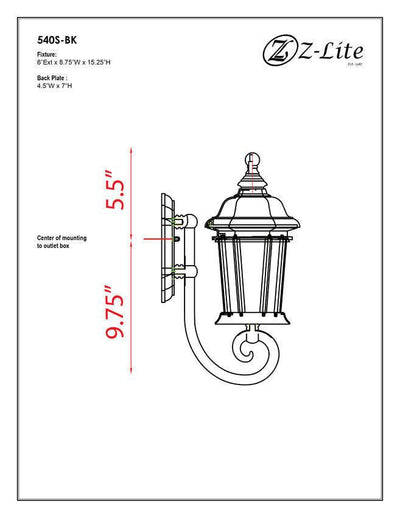 Black Aluminum with Clear Glass Shade Traditional Outdoor Wall Light - LV LIGHTING
