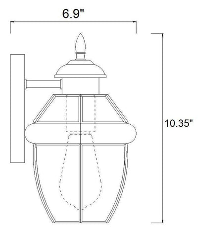 Black with Clear Glass Shade Traditional Outdoor Wall Light - LV LIGHTING