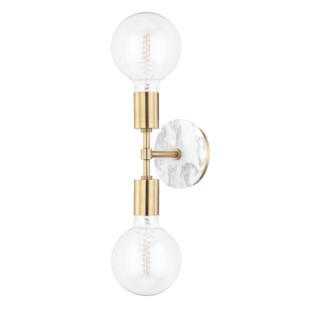 Steel with Marble Plate 2 Light Wall Sconce - LV LIGHTING