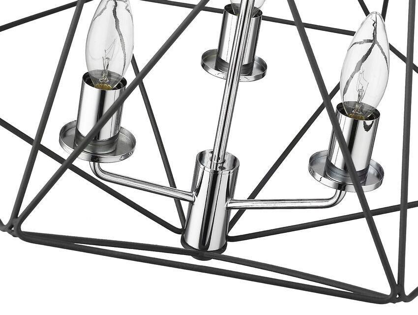 Matte Black with Chrome Diamond Shape Caged Semi Flush Mount - LV LIGHTING