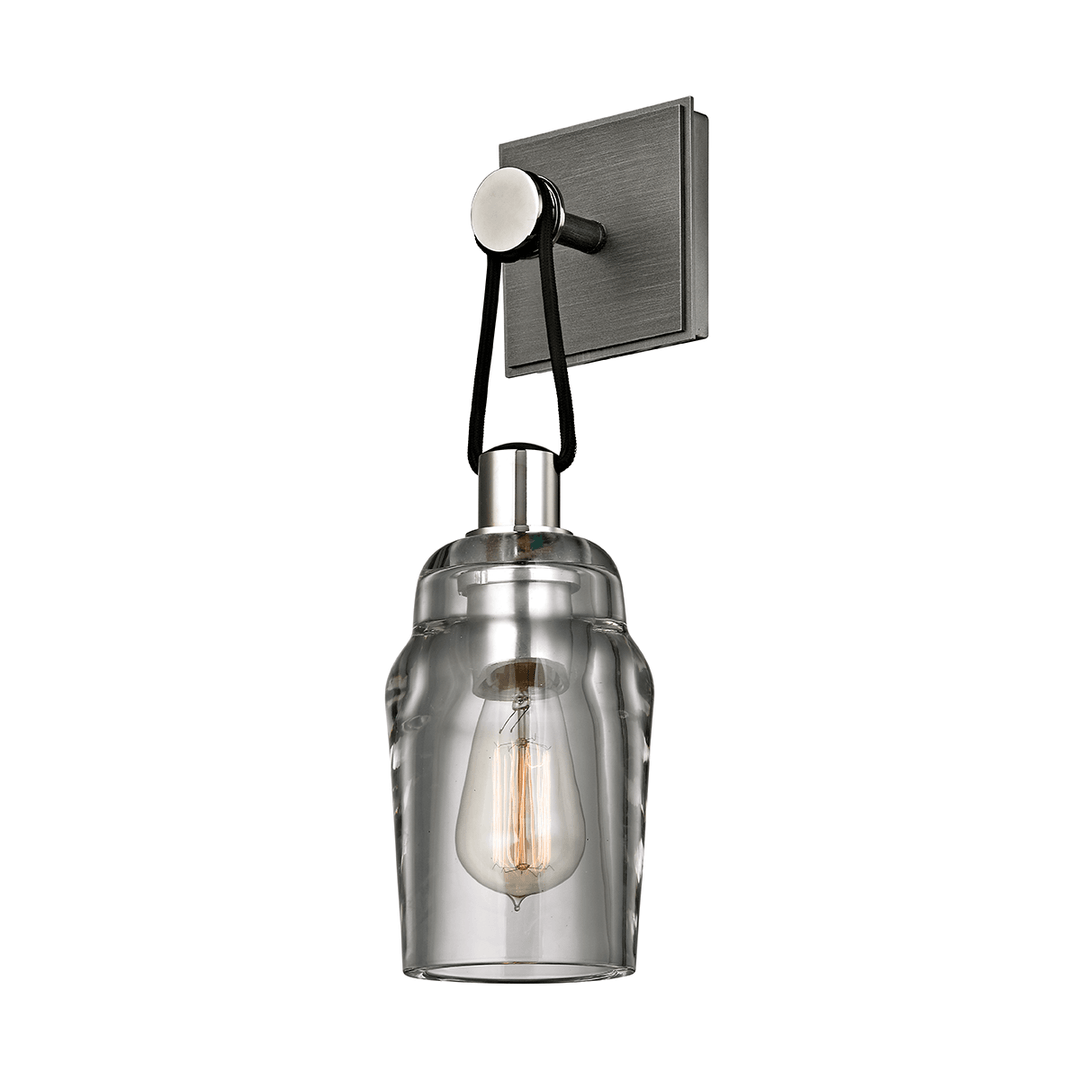 Graphite and Polished Nickel with Clear Pressed Glass Shade Corded Wall Sconce - LV LIGHTING