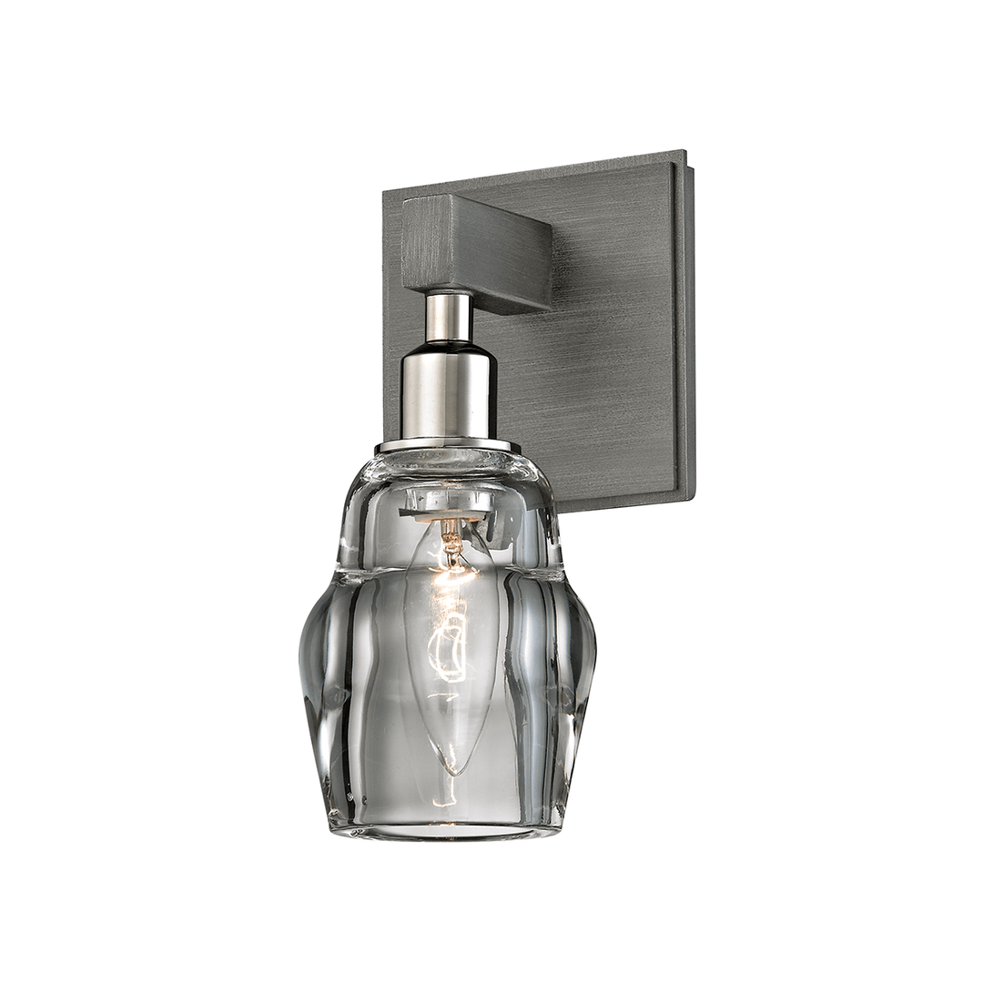 Graphite and Polished Nickel with Clear Pressed Glass Shade Wall Sconce - LV LIGHTING