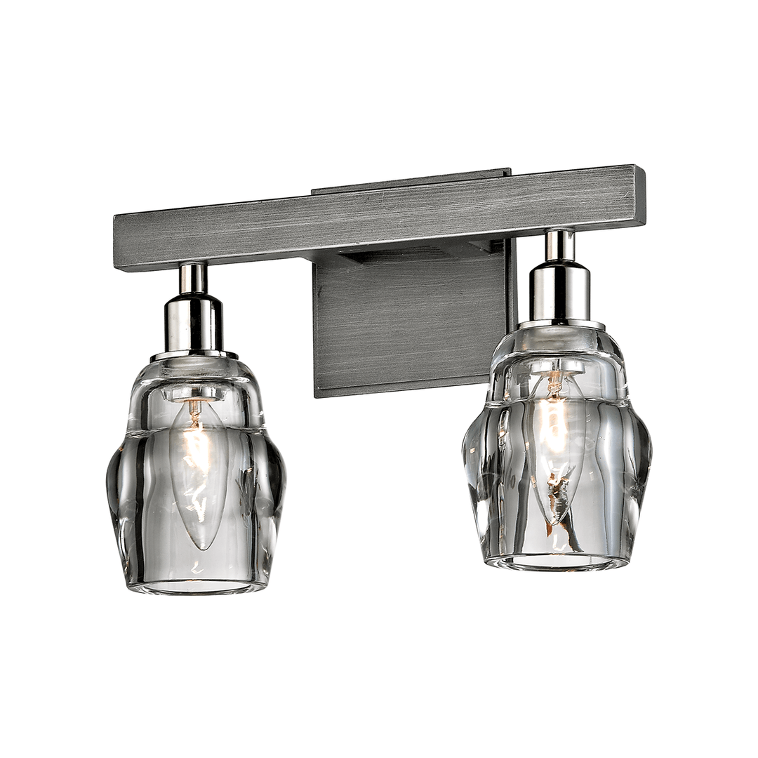 Graphite and Polished Nickel with Clear Pressed Glass Shade Vanity Light - LV LIGHTING