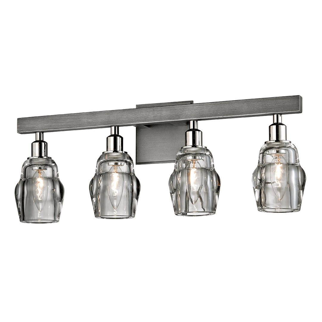 Graphite and Polished Nickel with Clear Pressed Glass Shade Vanity Light - LV LIGHTING