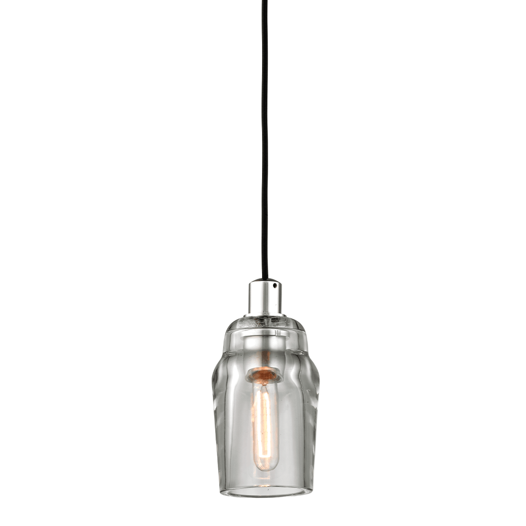 Graphite and Polished Nickel with Clear Pressed Glass Shade Pendant - LV LIGHTING