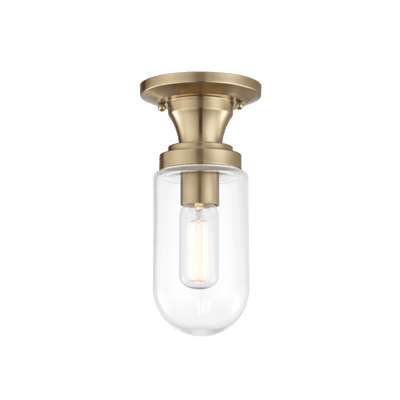 Aged Brass with Clear Capsule Glass Shade Flush Mount - LV LIGHTING