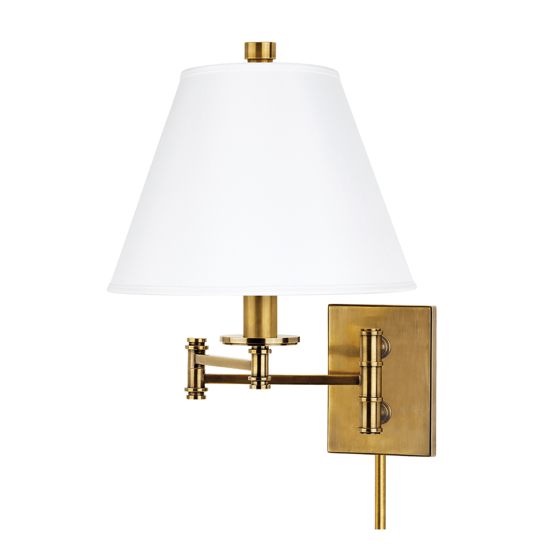 Steel Adjustable Arm with Fabric Shade Plug In Wall Sconce - LV LIGHTING