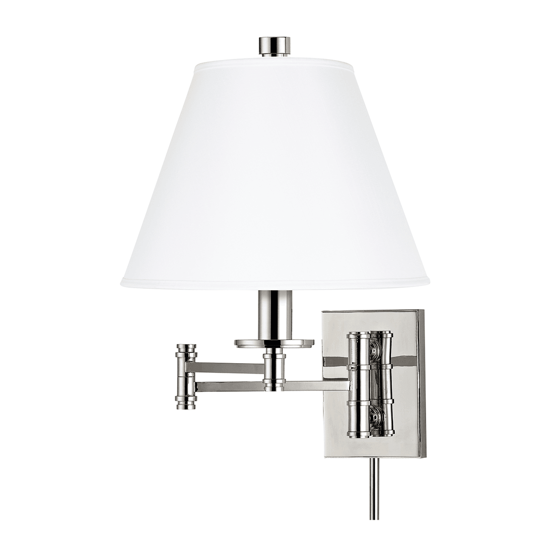 Steel Adjustable Arm with Fabric Shade Plug In Wall Sconce - LV LIGHTING