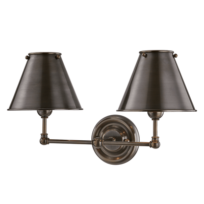 Steel Shade with Adjustable Arm 2 Light Wall Sconce - LV LIGHTING