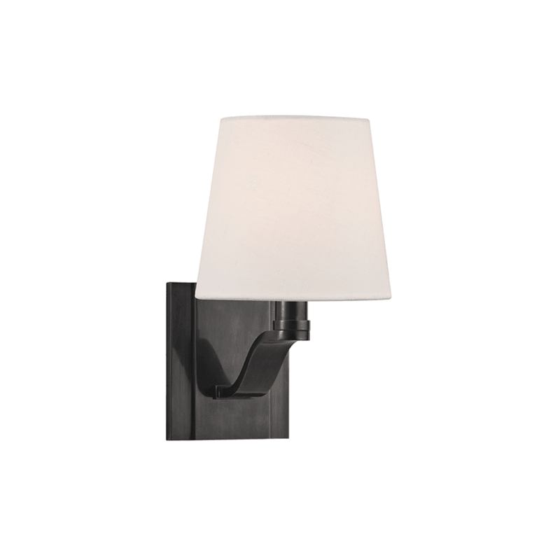 Steel with White Fabric Shade Wall Sconce - LV LIGHTING