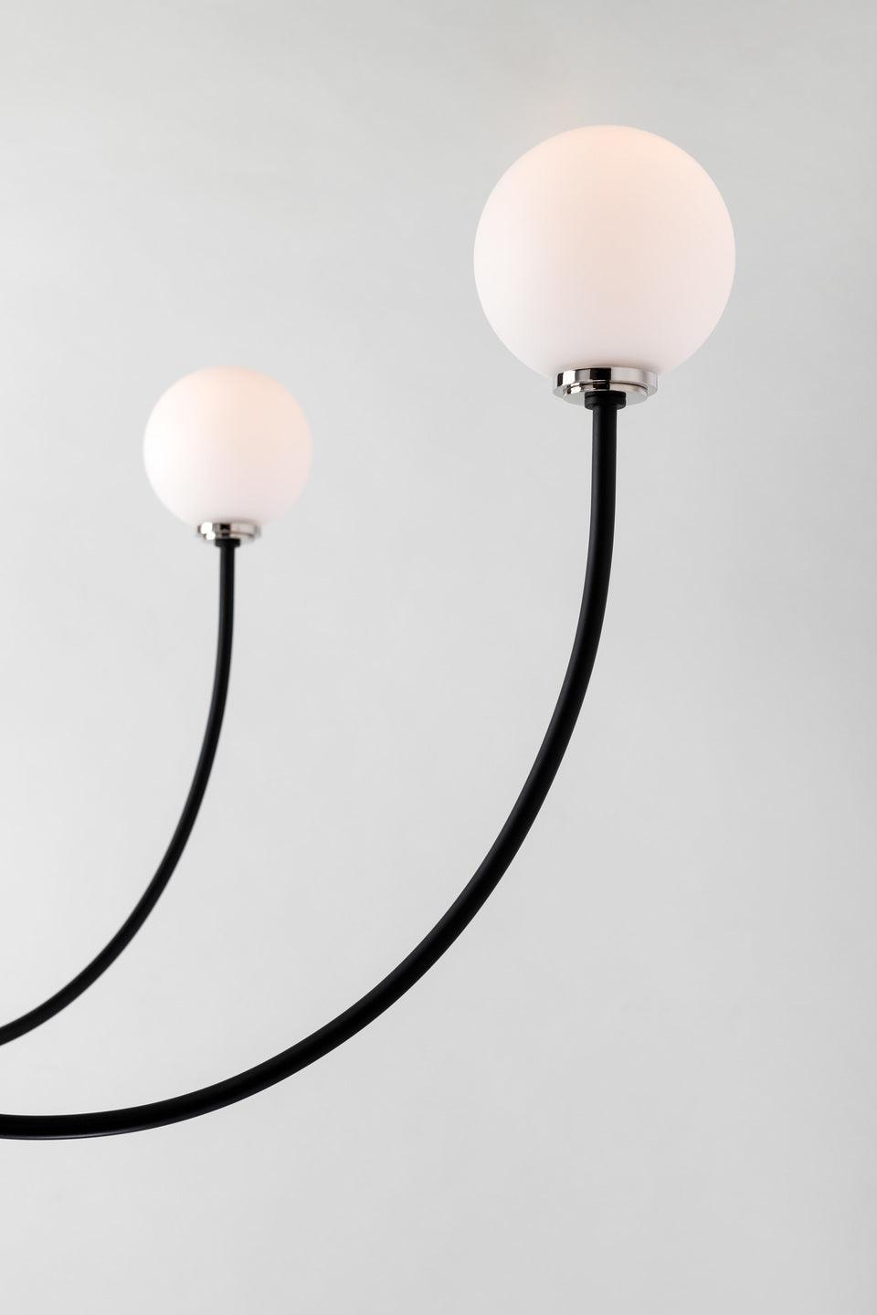 Steel Curve Arm with Frosted Glass Globe Chandelier - LV LIGHTING