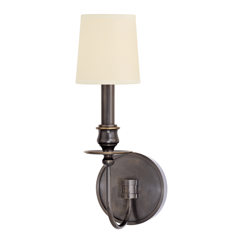 Steel with Cream Fabric Shade Wall Sconce - LV LIGHTING