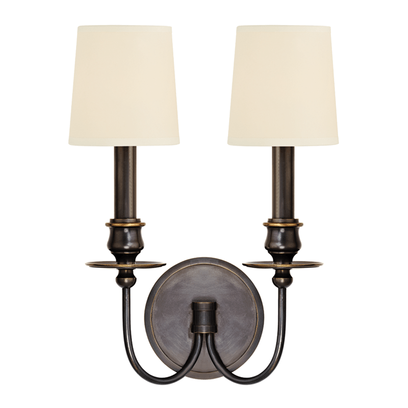 Steel Arch Arms with Cream Fabric Shade 2 Light Wall Sconce - LV LIGHTING