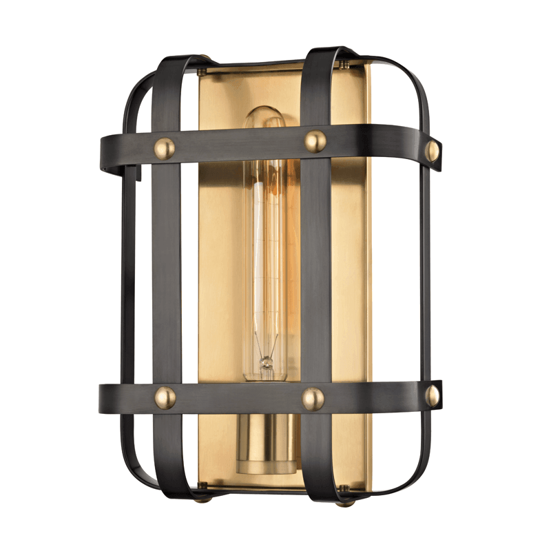 Aged Old Bronze Frame Caged Wall Sconce - LV LIGHTING