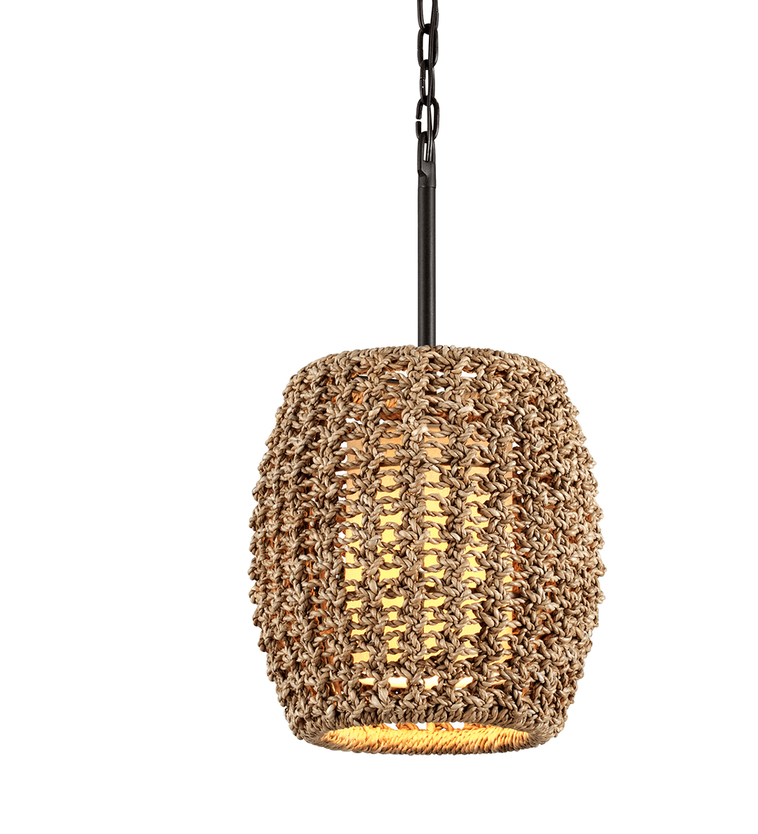 Bronze with Twisted Rope Drum Shade Pendant - LV LIGHTING