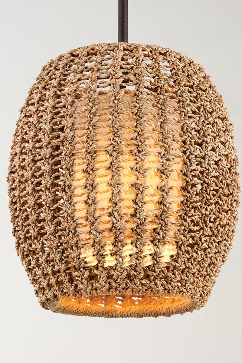 Bronze with Twisted Rope Drum Shade Pendant - LV LIGHTING