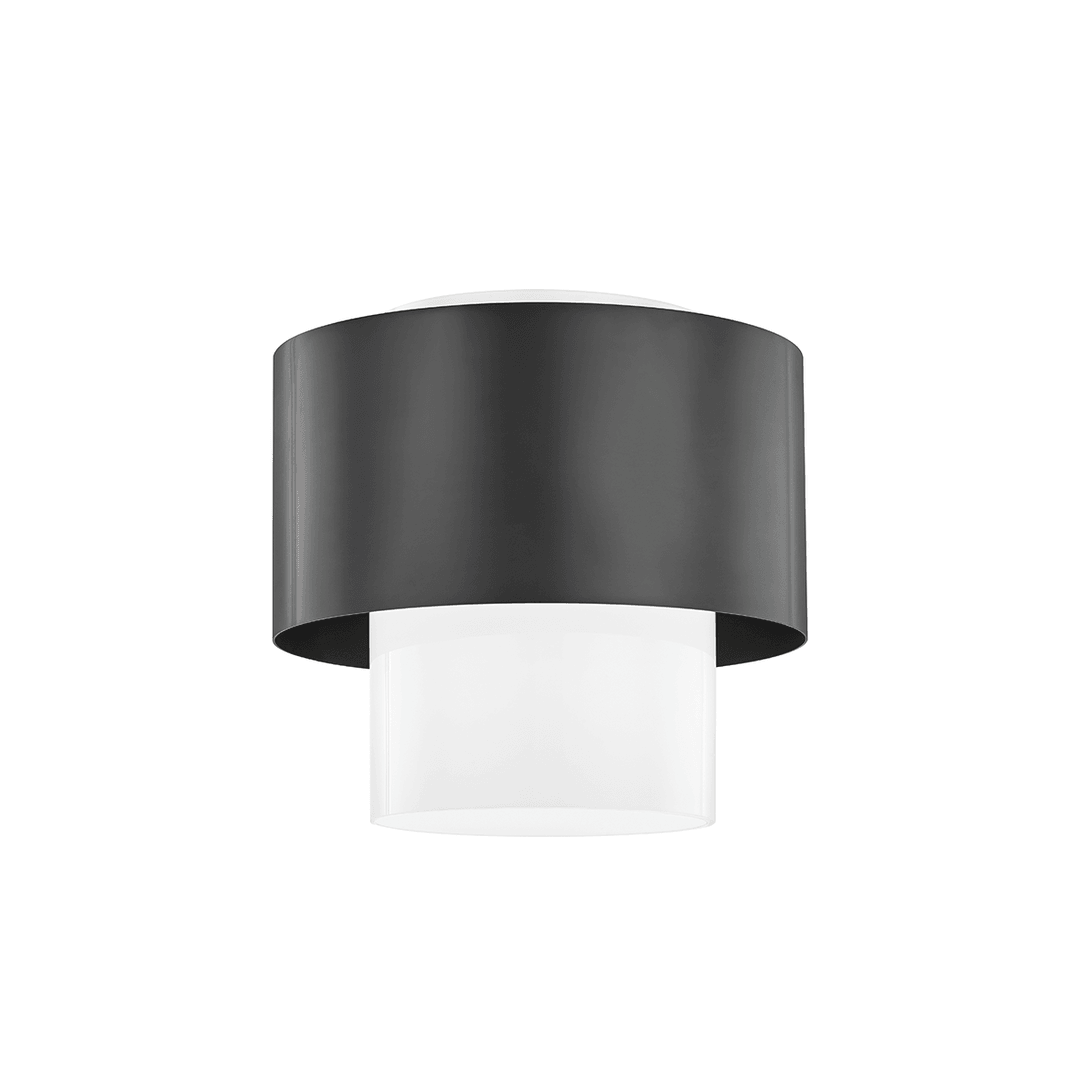 Steel Round Circular Frame with Cylindrical Opal Glass Shade Flush Mount - LV LIGHTING