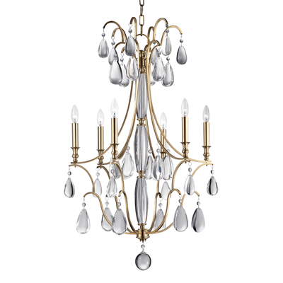 Steel with Clear Crystal Drop Chandelier - LV LIGHTING