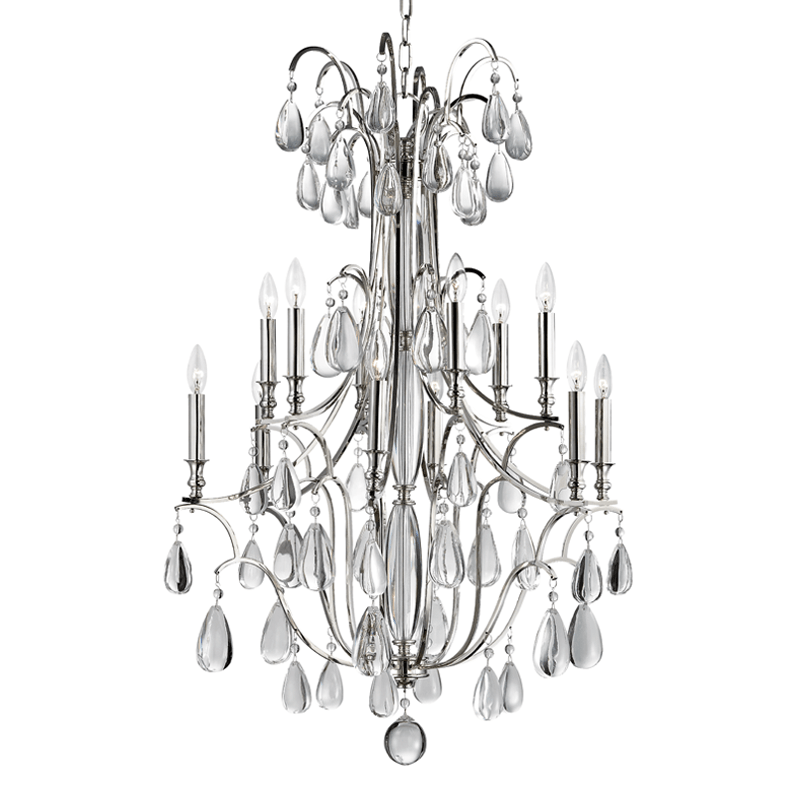 Steel with Clear Crystal Drop Chandelier - LV LIGHTING