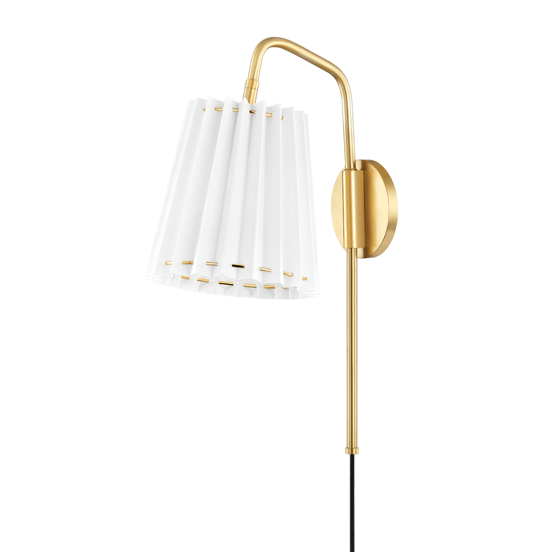 Steel Rod with Folded Fabric Shade Plug In Wall Sconce - LV LIGHTING
