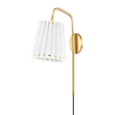 Steel Rod with Folded Fabric Shade Plug In Wall Sconce - LV LIGHTING