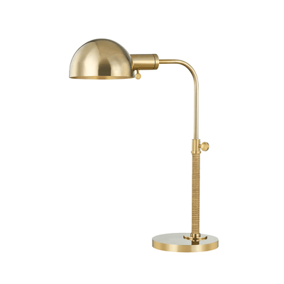 Aged Brass with Hand Wrapped Rattan Rod Table Lamp - LV LIGHTING