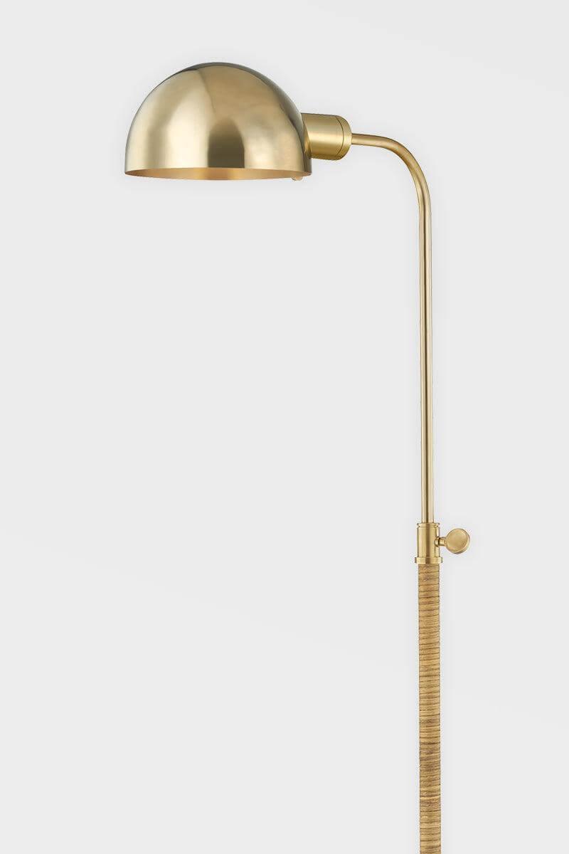 Aged Brass with Hand Wrapped Rattan Rod Floor Lamp - LV LIGHTING