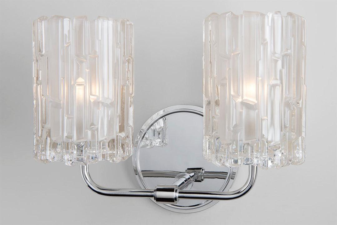 Steel with Clear Chiseled Glass Shade Vanity Light - LV LIGHTING