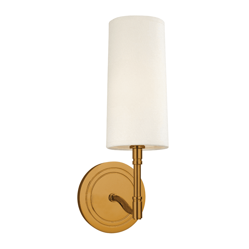 Steel Curve Arm with Off White Linen Shade Wall Sconce - LV LIGHTING