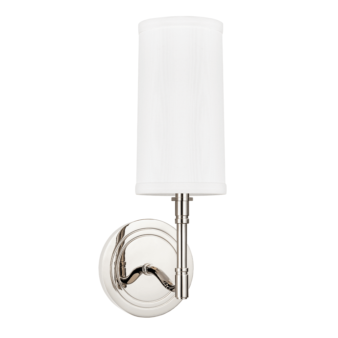 Steel Curve Arm with Off White Linen Shade Wall Sconce - LV LIGHTING