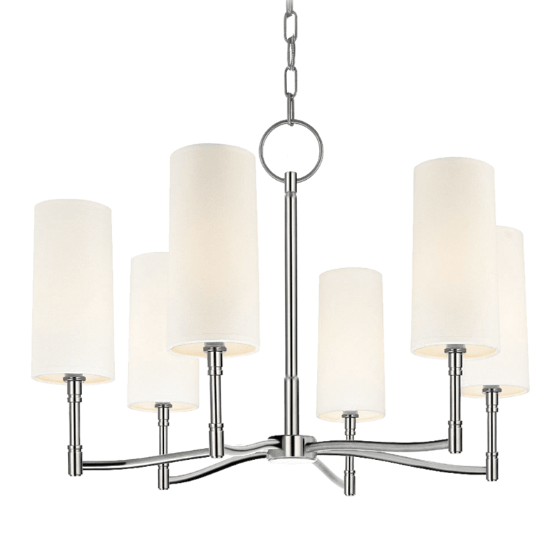Steel Curve Arm with Off White Linen Shade Chandelier - LV LIGHTING