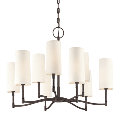 Steel Curve Arm with Off White Linen Shade Chandelier - LV LIGHTING