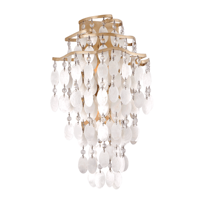 Champagne Leaf with Capiz Shell and Crystal Wall Sconce - LV LIGHTING