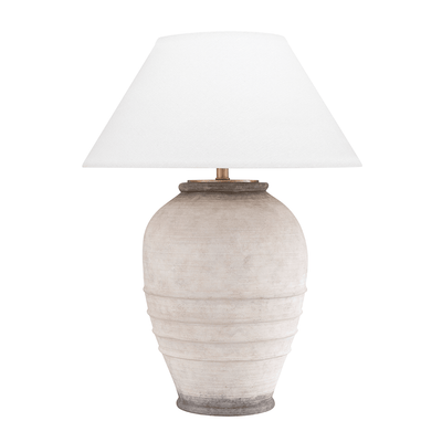 Ash Ceramic Base with White Fabric Shade Table Lamp - LV LIGHTING