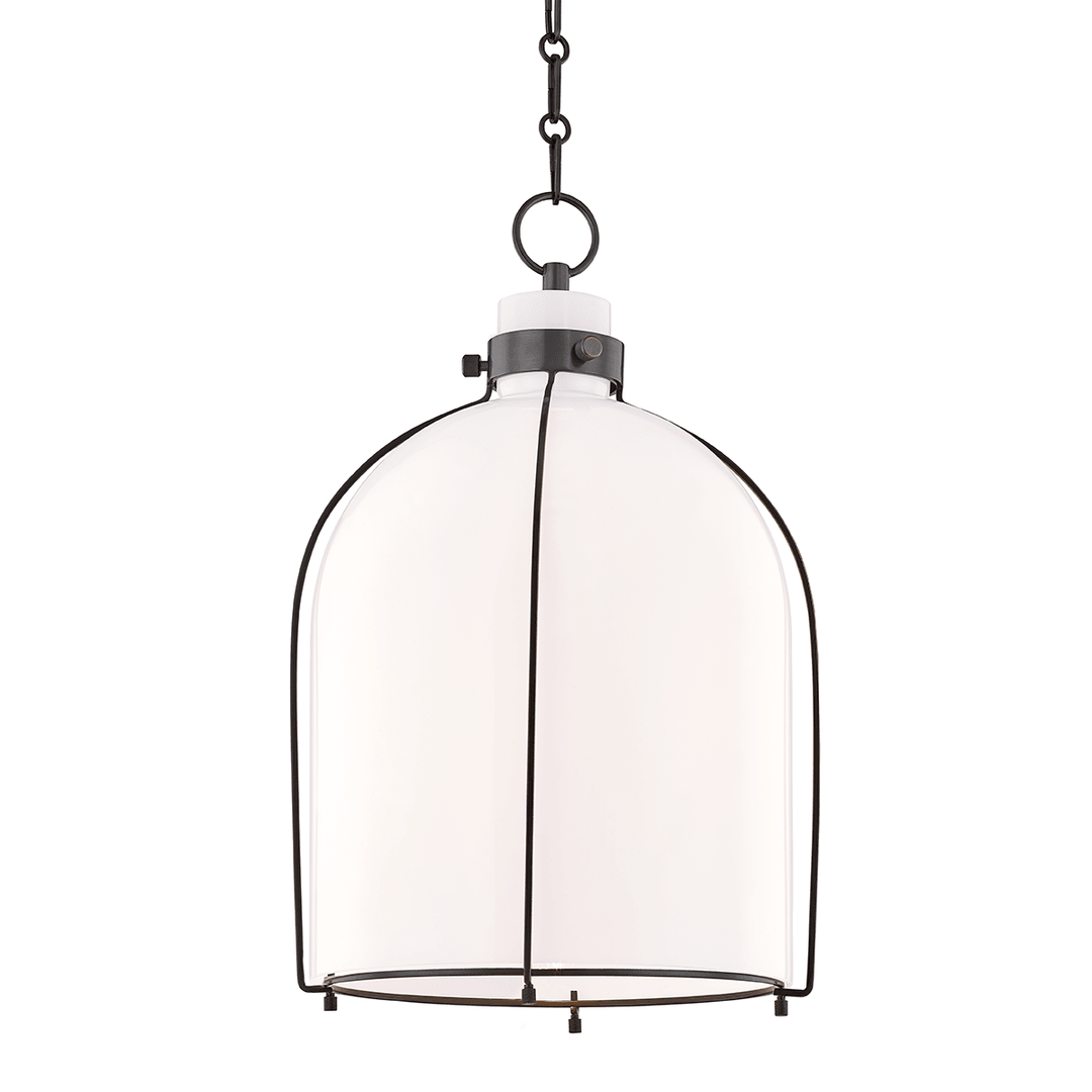 Steel with Opal Glass Shade Bird Cage Pendant - LV LIGHTING