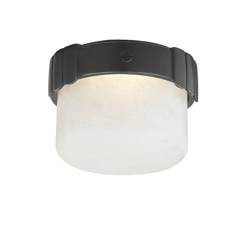 Steel with Alabster Shade Flush Mount - LV LIGHTING