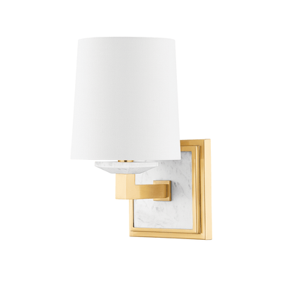 Steel and Marble with Fabric Shade Wall Sconce - LV LIGHTING